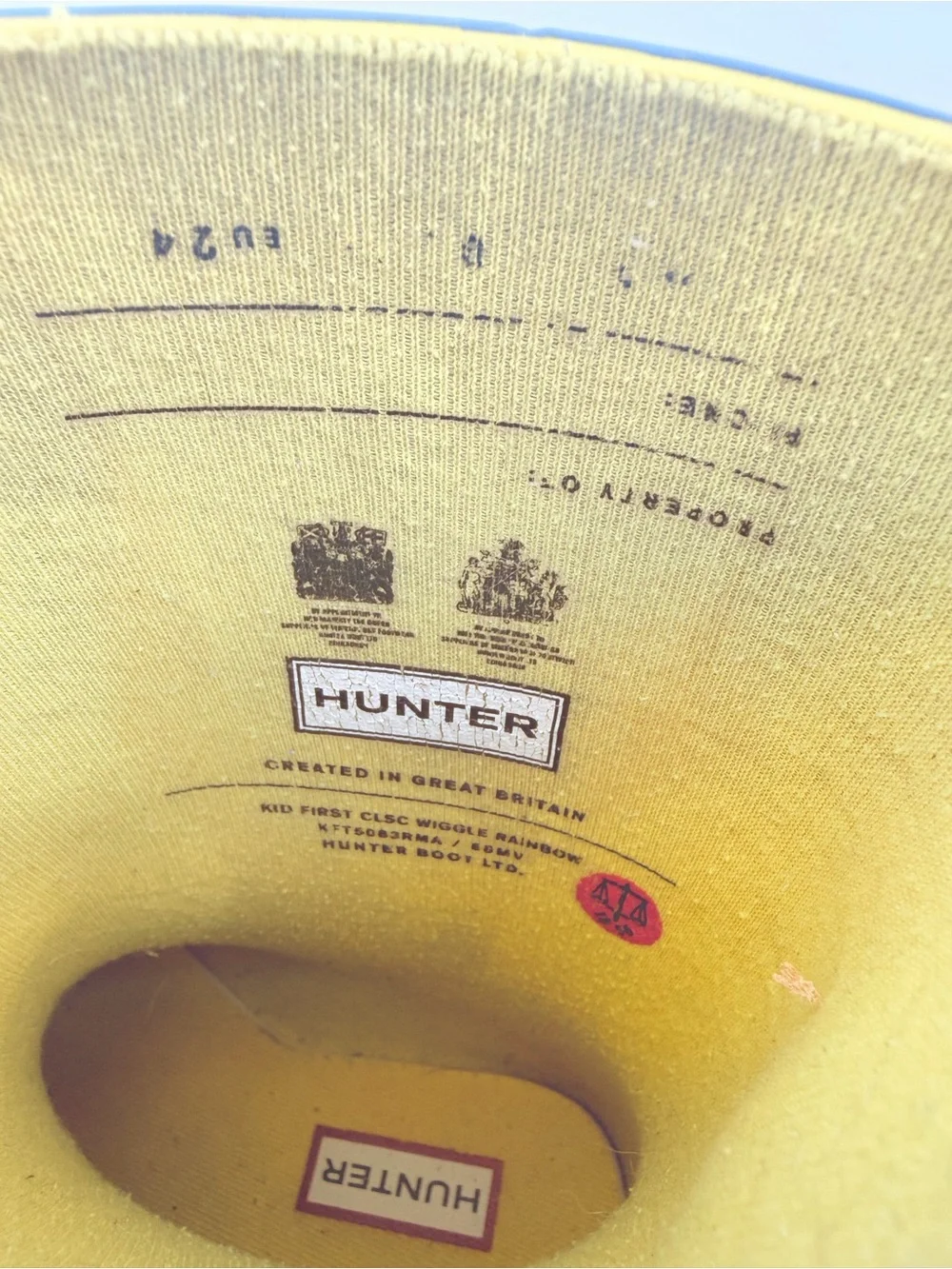 Hunter Original Kids First Classic Wiggle Rainbow Rain Boots Yellow